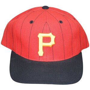 NWOT Vintage Pittsburgh Pirates Grosscap Red Pinstripe Wool Snapback Hat Cap